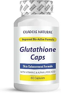 Oladole Natural Glutathione 60 Capsules 620mg Complex with Vitamin C & Alpha Lipoic Acid | Triple Strength Formula Boosts Collagen for Skin Whitening, Brightening, Dark Spot Reduction & Anti-Aging