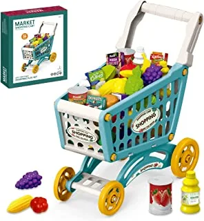 Eazy Kids Little Story Role Play Market Shopping Cart Toy Set 56 Pcs Green, LS_DIYSC_BU,