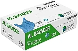 Al Bayader Al-Bayader Vinyl Powder Free Disposable Gloves For Medical Examination, Powder Free, Blue color - Large (Pack Of 100)