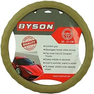 BYSON PU Car Steering Wheel Cover Beige Color