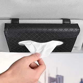 NALANDA Visor Tissue Holder PU Hanging Tissue Holder for Car PU Leather Napkin Paper Mask Holder for Seat Back and Sun Visor Black, CARTBOX01B