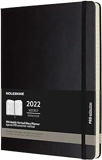 Moleskine PRO 12 شهرًا 2022 ، مخطط عمودي أسبوعي ، غلاف صلب ، XL (7.5 × 9.75) ، أسود