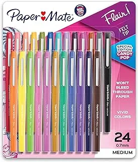 Paper Mate Felt Tip Pens Flair Marker Pens, Medium Point, Assorted, 24 Count