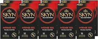 Skyn Intense Feel Non-Latex Long Lasting Ultra Smooth Lubricant Feel Everything Natural Feeling For Skin-To-Skin Sensation Natural Color Dotted Condom-10's Condom - Pack of 6