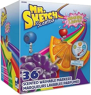 Mr. Sketch Scented Washable Markers, Chisel Tip, Assorted Colors, 36 Count