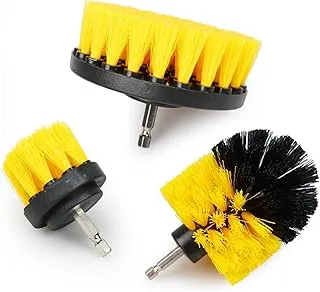 SHOWAY 3 Piece Drill Brush Nylon Cordless Drill Powered Spinning Brush Heavy Duty Scrubbing Drill Attachment Kit Power Scrub Brush