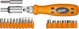 Sparta Reversible Screwdriver With A Joint + Bits + Heads, 19 Pcs. (115545)