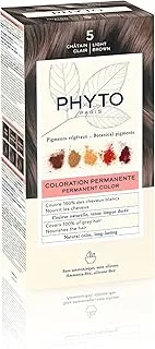 Phyto Phytocolor Permanent Hair Color 5 Light Brown with Botanical Pigments, 100% Grey Hair Coverage, Ammonia-free, PPD-free, Resorcin-free