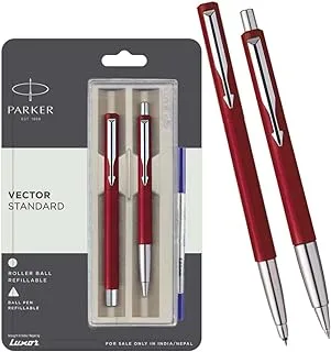 Parker Vector Standard Roller Ball Pen and - Red Body