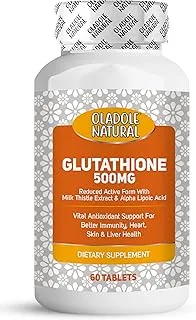 Oladole Natural Glutathione- 500mg (60 Tablets) | Antioxidant & Detox Supplement | For Skin Brightening, Immune Boost, Cellular Health Support, Promotes Liver Function | Non-GMO, Gluten Free