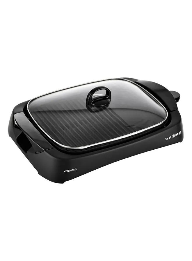 KENWOOD Health Grill, Glass Lid, Variable Temperature Control, Drip Tray, Oil Draining Channels 1700 W HG230 Black/Clear