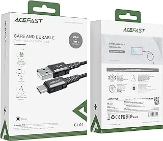 كابل بيانات شحن Acefast USB-A إلى USB-C من سبائك الألومنيوم بطول 1.2 متر أسود