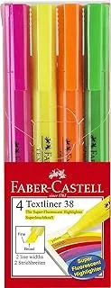 Faber-Castell Textliner 38 Highlighter Slim, Assorted 4 Pack, (57-157704)