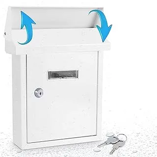 SereneLife Weatherproof Wall Mount Locking Mailbox - Galvanized Steel w/Metal Flap for Mail Insertion, Commercial Rural Home Decorative & Office Business Parcel Box Package Drop Secure Lock - SLMAB01