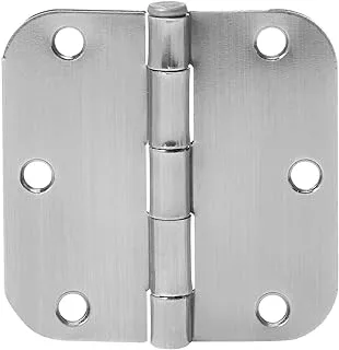 Amazon Basics Rounded 3.5 Inch x 3.5 Inch Door Hinges, 18 Pack, Satin Nickel