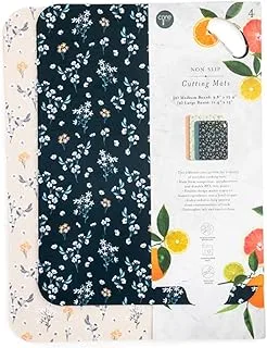 Core Non Slip Cutting Mats 4-Pieces Set, Medium and Large, Dainty Floral