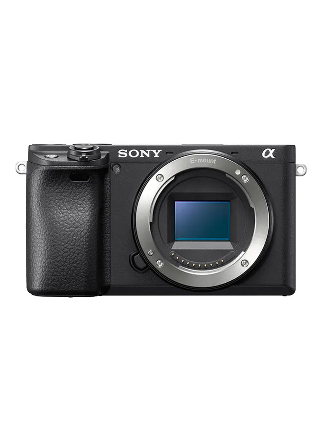 هيكل كاميرا سوني ألفا a6400 غير المرآة 24.2 ميجابكسل مع شاشة لمس قابلة للإمالة وواي فاي مدمج باللون الأسود
