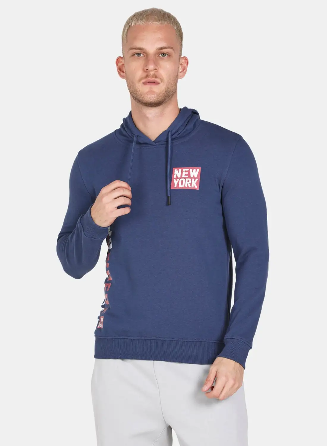 DRIP Hooded Neck Printed Hoodie Navy Blue