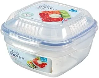 LocknLock Easy Essentials Salad Bowl/Food Storage Container/Food Bin with Tray, Clear, 32 Ounce, HSM8440T