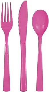 Unique Party 39490 Plastic Cutlery Set, Hot Pink, Pack of 18