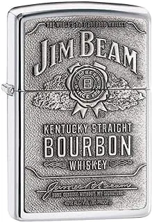 Zippo Classic Jim Beam Pewter Emblem 250 JB 928 High Polish Chrome Lighter - Silver, One Size