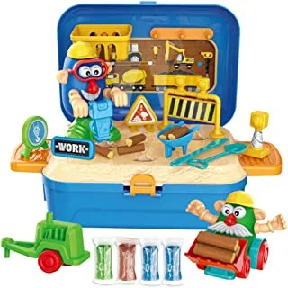 Little Story ROLE PLAY ENGINEERING/CONSTRUCTION SITE BOX WITH DOUGH BACKPACK (42 Pcs) - Blue