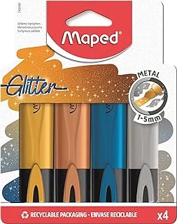 Maped - Highlighter, marker pen, FLUO PEPS metallic glitter - x4 markers