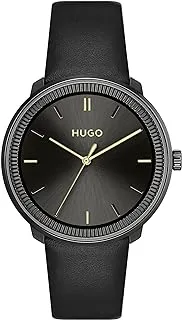 HUGO Boss Unisex's Black Dial Black Calfskin Watch - 1520024