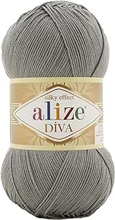 Alize Diva Silky Effect Hand Knitting Yarn (Coal Grey. 87)