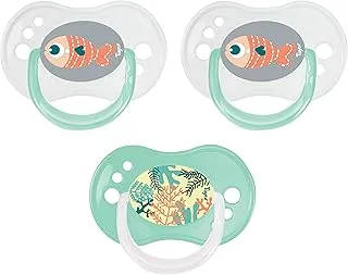 3 Silicone Pacifiers REVERSIBLE +6m Day & Night Mixed