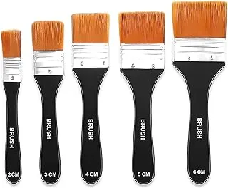 SHOWAY Paint Brushes Set-5 Piece Flat Brush Set-Multi-Purpose Assorted Size Wall Brushes-Flat Paintbrush-Flat Artist for Home Barbecue Oil Painting and Furniture Paints