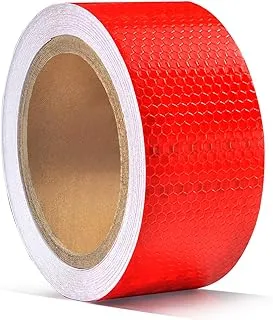 ONTWIE Reflective Safety Tape Honeycomb (Red), 30ft X 2