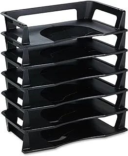 Rubbermaid Regeneration Letter Tray, Six Tier, Plastic, Black (86028)