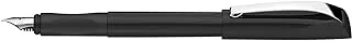 Schneider Ceod Classic Fountain Pen M (Medium), Iridium Tip, Black Barrel, Eraser Pen, Pack of 6 Royal Blue Erasable Ink Cartridges (76851)