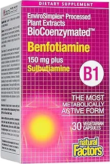 Natural Factors BioCoenzymated Benfotiamine Vitamin B1 ، 30 كبسولة نباتية