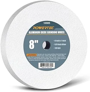 POWERTEC 15505 White Aluminum Oxide Grinding Wheel, 8-Inch by 1-Inch, 5/8-Inch Arbor, 120 Grit