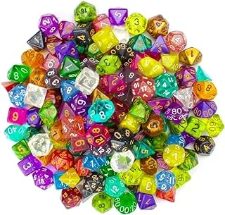 Wiz Dice Series II 100+ Pack of Random Polyhedral Dice - 15 Guaranteed Sets of Random Colors - Tabletop Roleplaying Fantasy RPG Gaming Novelty Accessories