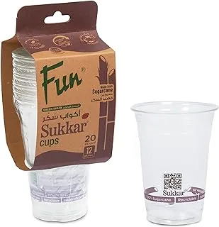 Fun Sukkar Cup Eco-Friendly Disposable for Juices, Water, Cold Drinks,Drinking Cups, White Party Cup for Birthday Parties, Picnics, Ceremonies, and Weddings (Pack of 12)