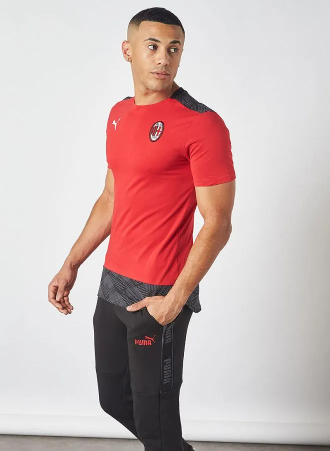 PUMA Chest Logo Print Short Sleeve T-Shirt Tango Red/Black