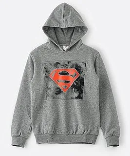 Superman Hooded Sweatshirt for Senior Boys - Grey, 8-9 Year