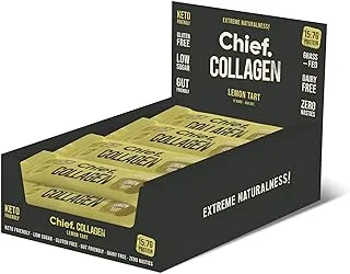 Chief Collagen Protein Bar, Lemon Tart, 100% Natural Ingredients, Keto & Paleo Friendly Snack, Gluten Free & Low Sugar, 12 Pack