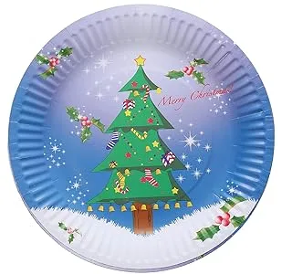 Christmas Tree Print Disposable Paper Plate 10pc Set 9inch Size