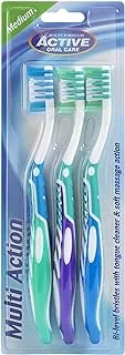 Beauty Formulas Active Oral Care Multi-Action Toothbrush 3-Pieces, Assorted