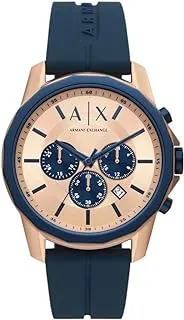 A | X Armani Exchange ساعة كرونوغراف كوارتز للرجال بسوار سيليكون AX1730 ، أزرق ، حزام