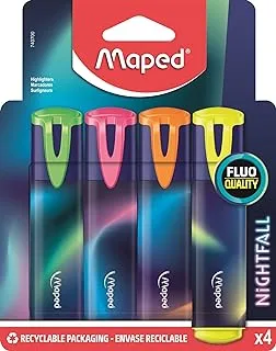 Maped Nightfall Highlighters 4-Pieces, Multicolor