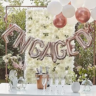 Ginger Ray Rose Gold Foil Engaged 7 Letter Balloon Bunting with Tassels & Rings, One Size