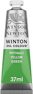 أنبوب Winsor & Newton Winton Oil Colour Phthalo Yellow Green 37 مل مع تناسق متساوي، لا يبهت، تغطية عالية، غني بالأصباغ الملونة