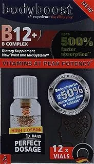 BodyBoost Vitamin B12 + B Complex 12 Vials with 8 B Vitamins Twist n Mix System