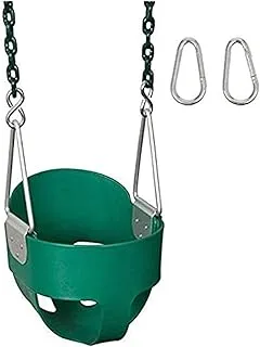 High Back Toddler & Baby Swing,Baby Plastic Swing Full Bucket Toddler Swing Seat with Swing Chains and Hook (Green)