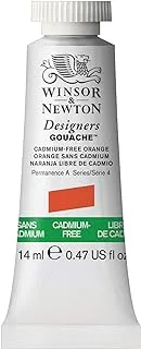 Winsor & Newton Designers Gouache Paint, 14ml Tube, Cadmium-Free Orange